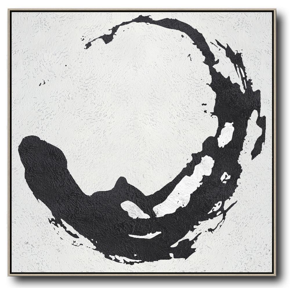 Minimal Black and White Painting #MN51A - Click Image to Close